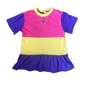Vintage Classics by Youngland Girls L 14 Embroidered Color Block Ruffle Top